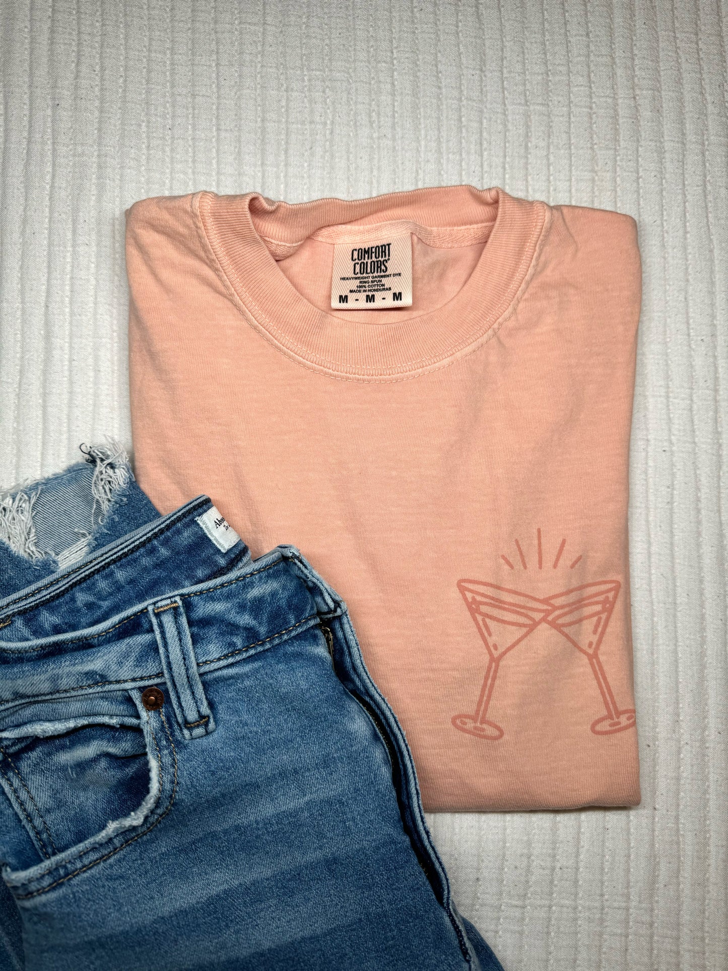 Put It On My Husbands Tab Tee- Peach